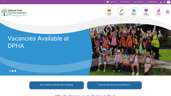 Screenshot of the Dalmuir Park Housing Association website