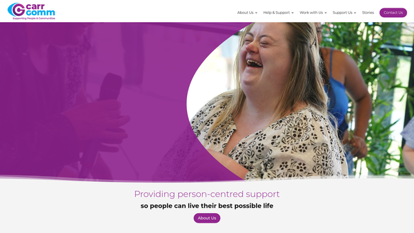 Screenshot of the Carr Gomm website