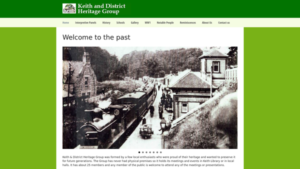 Screenshot of the Keith And District Local Heritage Group website