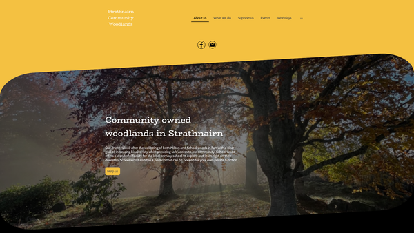 Screenshot of the Strathnairn Community Woodlands website