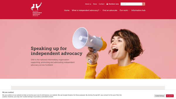 Screenshot of the Scottish Independent Advocacy Alliance website