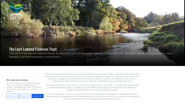 Screenshot of the Loch Lomond Fisheries Trust website