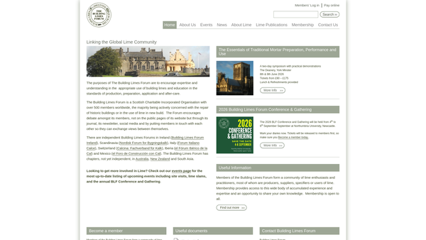 Screenshot of the The Building Limes Forum website