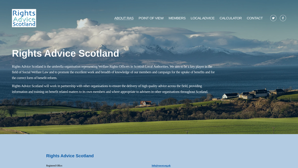 Screenshot of the Rights Advice Scotland website