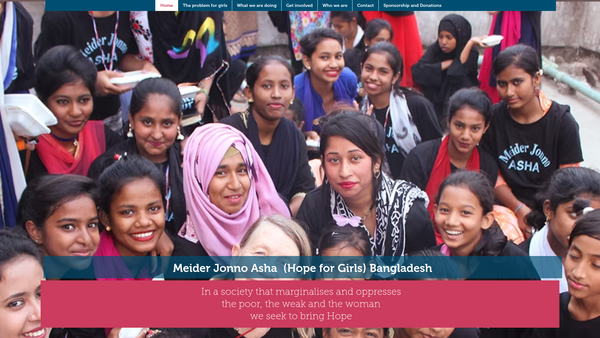 Screenshot of the Meider Jonno Asha (Hope For Girls) website