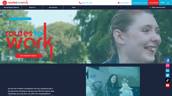 Screenshot of the Routes To Work Limited website