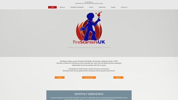 Screenshot of the Firestarters (SCIO) website