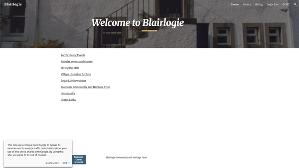 Screenshot of the Blairlogie Community and Heritage Trust SCIO website