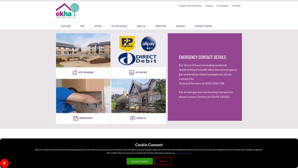 Screenshot of the East Kilbride & District Housing Association Limited website