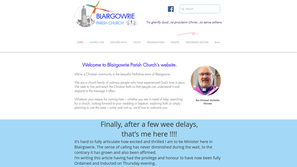 Screenshot of the Blairgowrie Parish Church Of Scotland website