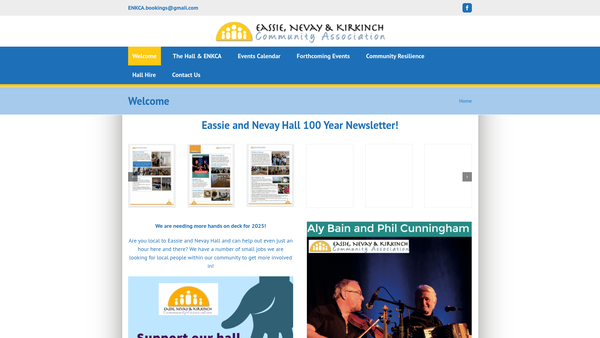 Screenshot of the Eassie, Nevay and Kirkinch Community Association website