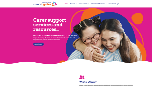 Screenshot of the North Lanarkshire Carers Together website