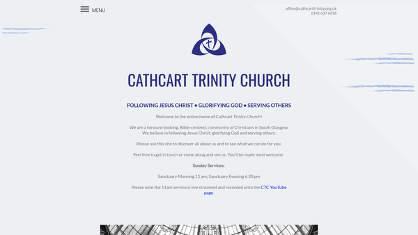 Screenshot of the Cathcart Church of Scotland, Glasgow website