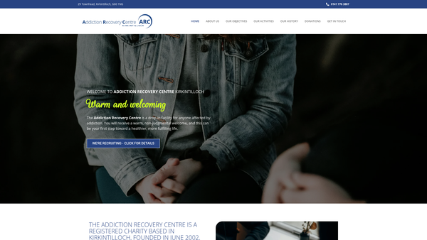 Screenshot of the Addiction Recovery Centre website