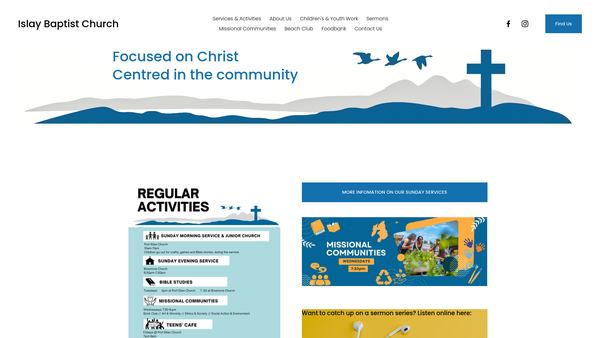 Screenshot of the Islay Baptist Church website