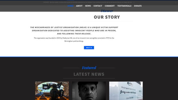 Screenshot of the Miscarriages Of Justice Organisation (Scotland) website