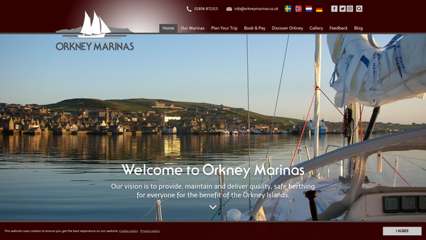Screenshot of the Orkney Marinas Limited website