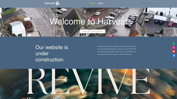 Screenshot of the Harvest Christian Fellowship website