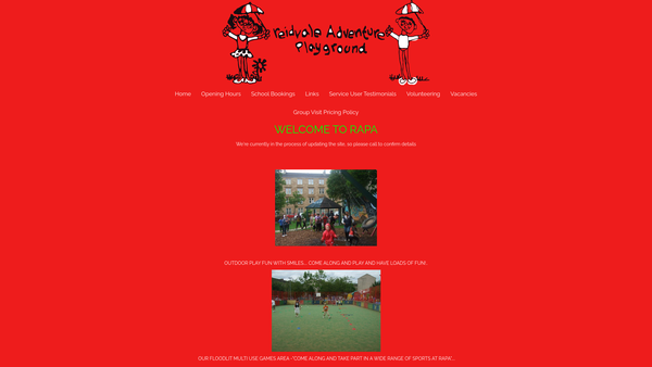 Screenshot of the Reidvale Adventure Play Association Limited website