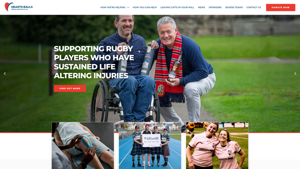 Screenshot of the The Hearts and Balls Charitable Trust website