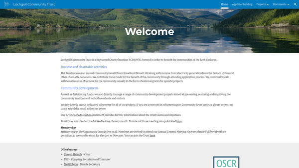 Screenshot of the Lochgoil Community Trust Limited website