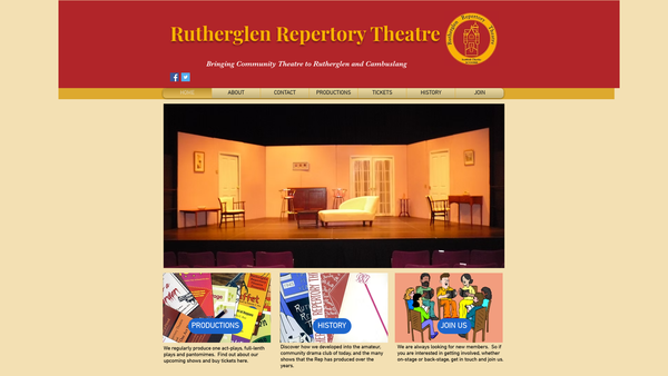 Screenshot of the Rutherglen Repertory Theatre website