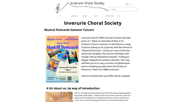 Screenshot of the Inverurie Choral Society website