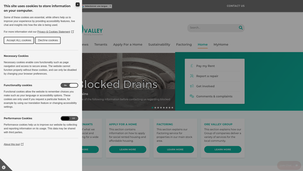 Screenshot of the Ore Valley Community Initiatives Ltd website