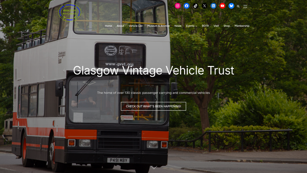 Screenshot of the Glasgow Vintage Vehicle Trust website