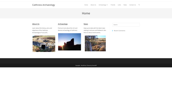 Screenshot of the Caithness Archaeological Trust Limited website