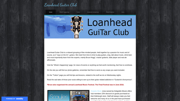 Screenshot of the Loanhead Music Festival website