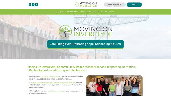 Screenshot of the Moving On (Inverclyde) website