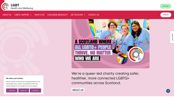 Screenshot of the LGBT Healthy Living Centre website