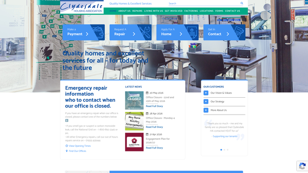 Screenshot of the Clydesdale Housing Association Ltd website