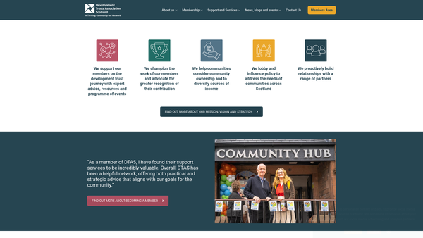 Screenshot of the Development Trusts Association Scotland website