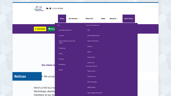 Screenshot of the Forth Valley Sensory Centre website
