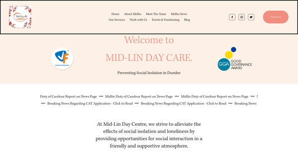 Screenshot of the Mid-Lin Day Care Limited website