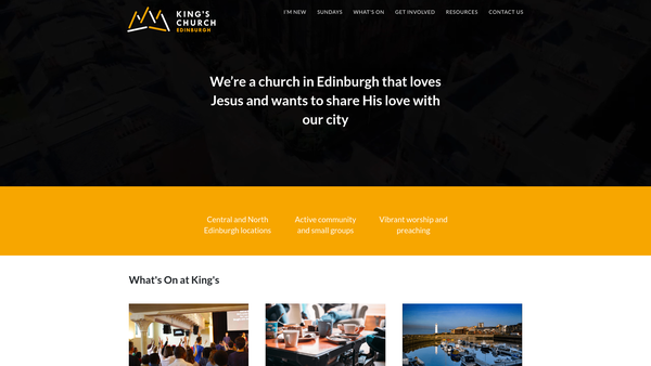 Screenshot of the Kings Church Edinburgh website