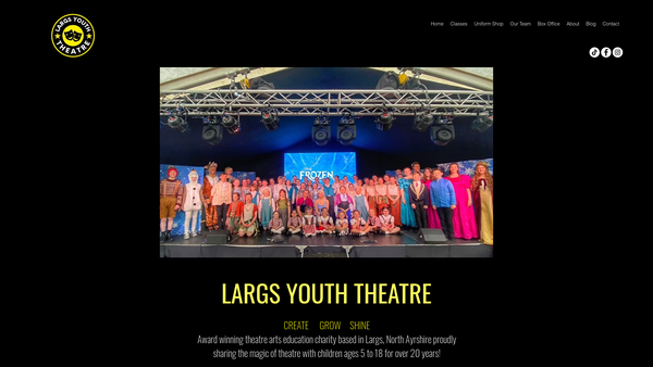 Screenshot of the Largs Youth Theatre Ltd website