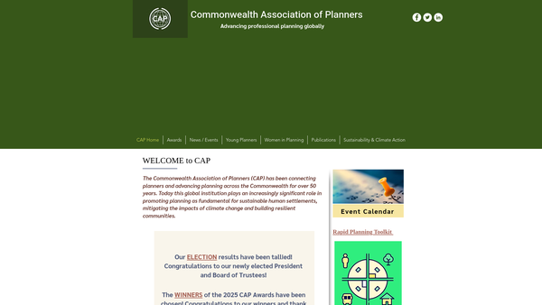 Screenshot of the Commonwealth Association of Planners website