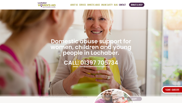 Screenshot of the Lochaber Women's Aid website