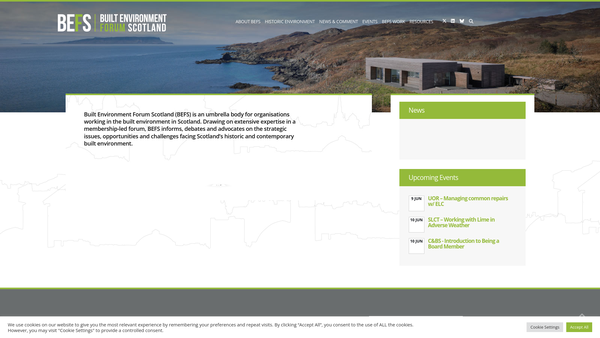 Screenshot of the Built Environment Forum Scotland website