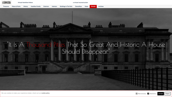 Screenshot of the Virtual Hamilton Palace Trust website