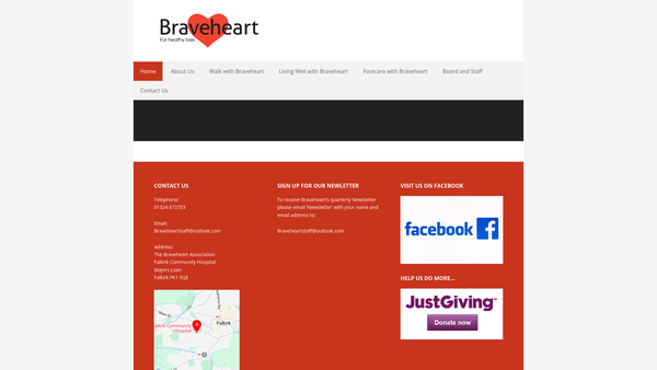 Screenshot of the The Braveheart Association (SCIO) website