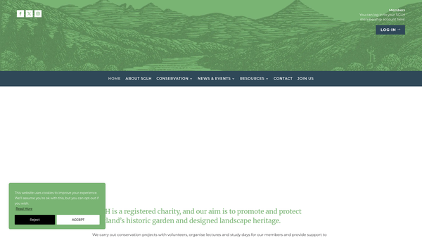 Screenshot of the Scotland's Garden and Landscape Heritage website