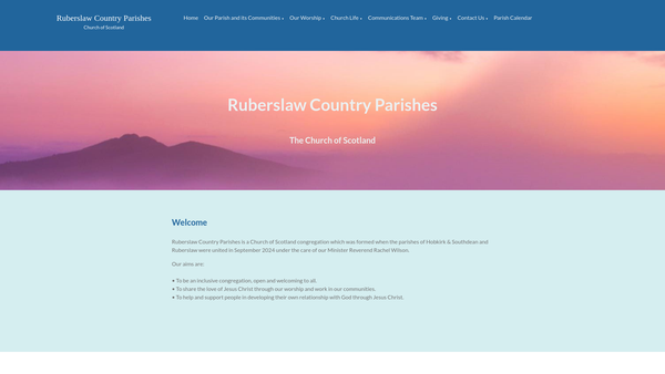 Screenshot of the Ruberslaw Country Parishes (Church of Scotland) website