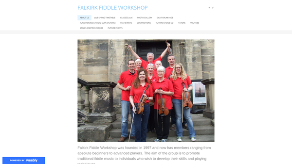 Screenshot of the Falkirk Fiddle Workshop website