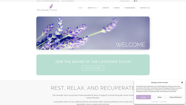 Screenshot of the The Lavender Touch website
