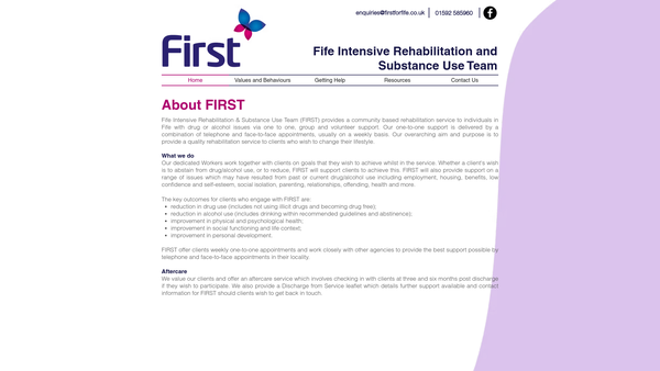 Screenshot of the Fife Intensive Rehabilitation And Substance Use Team (First) Limited website