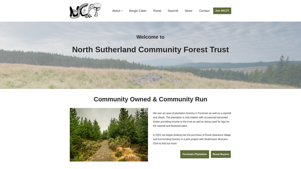 Screenshot of the North Sutherland Community Forestry Trust website